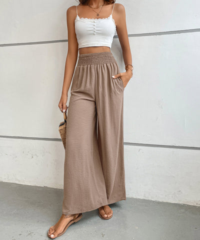 Pantalones anchos de cintura alta para mujer