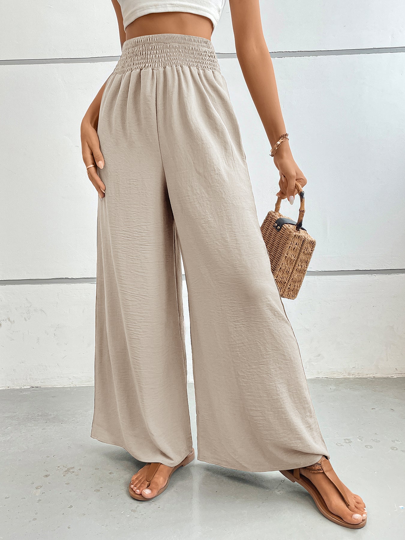 Pantalones anchos de cintura alta para mujer