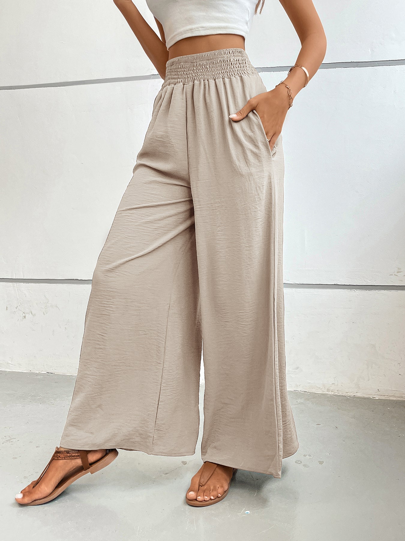 Pantalones anchos de cintura alta para mujer
