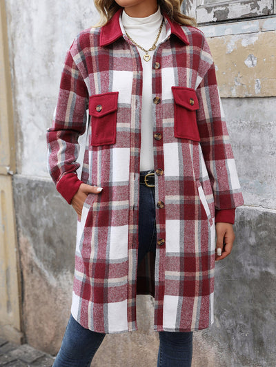 Chaqueta larga de patchwork a cuadros
