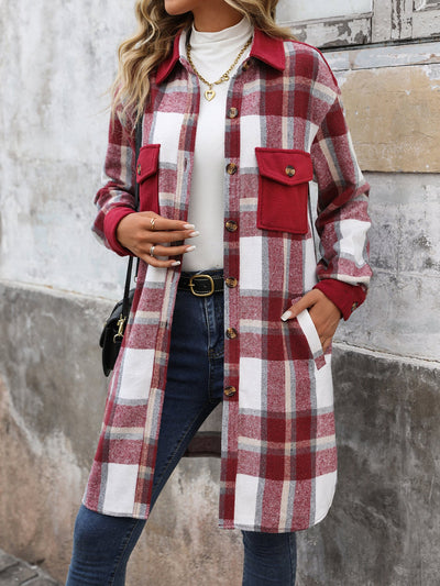 Chaqueta larga de patchwork a cuadros