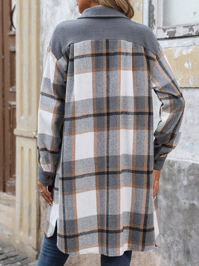 Chaqueta larga de patchwork a cuadros