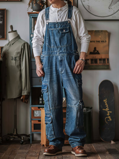 Mono cargo de mezclilla para hombre