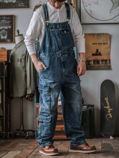 Mono cargo de mezclilla para hombre