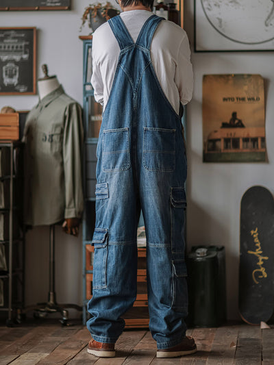 Mono cargo de mezclilla para hombre