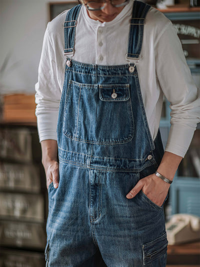 Mono cargo de mezclilla para hombre