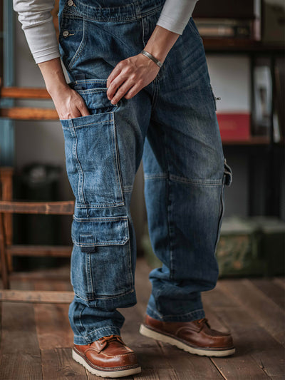 Mono cargo de mezclilla para hombre