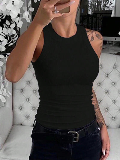 Camiseta sin mangas de canalé de corte entallado