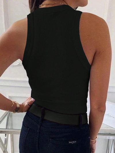 Camiseta sin mangas de canalé de corte entallado