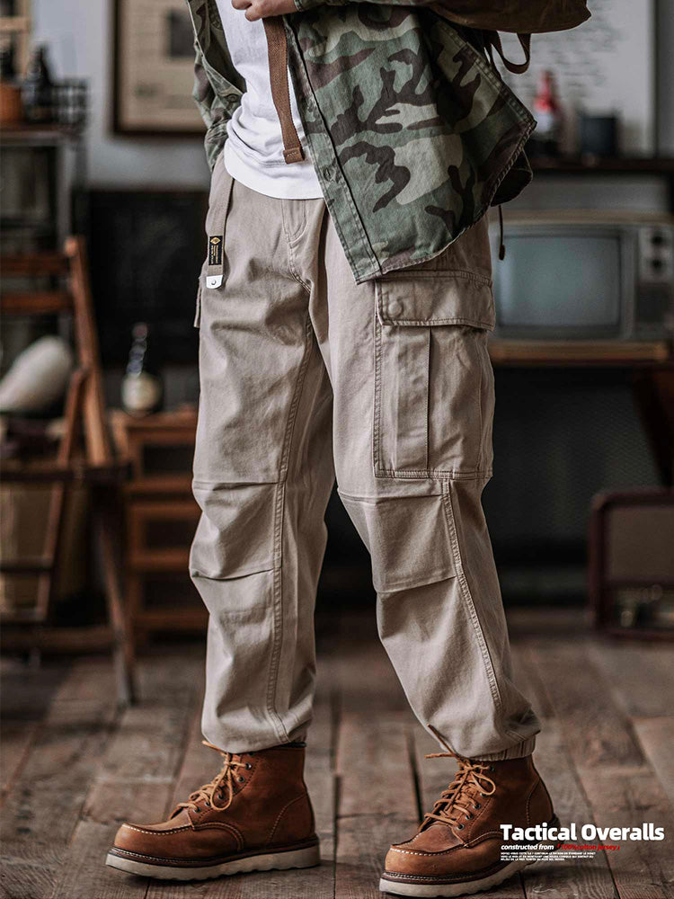 Pantalones cargo tácticos lavados con cinturón para hombre