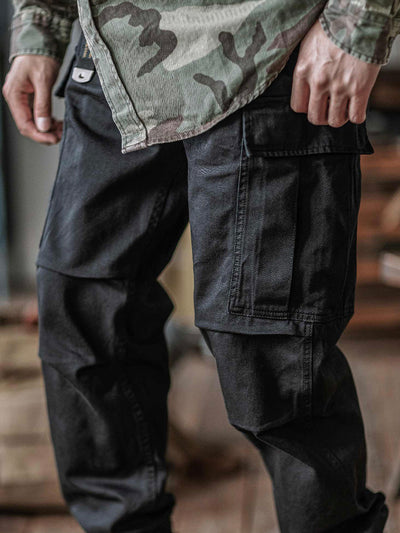 Men's Washed Tactical Cargo Pants with Belt