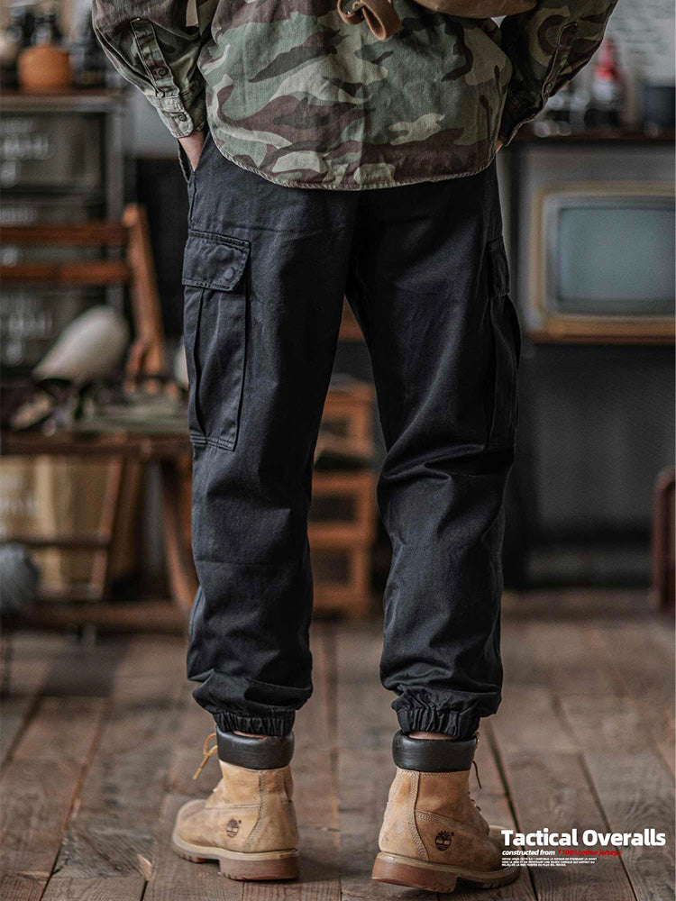 Men's Washed Tactical Cargo Pants with Belt