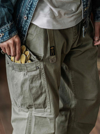 Pantalones cargo tácticos lavados con cinturón para hombre