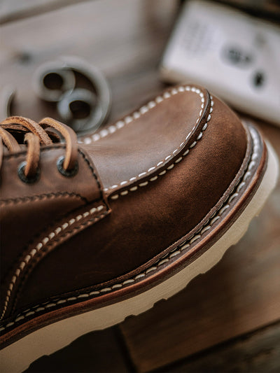 Botas de trabajo con punta de mocasín de cuero de plena flor para hombre