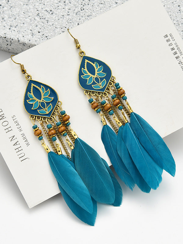 Aretes de gota de agua de pluma occidental